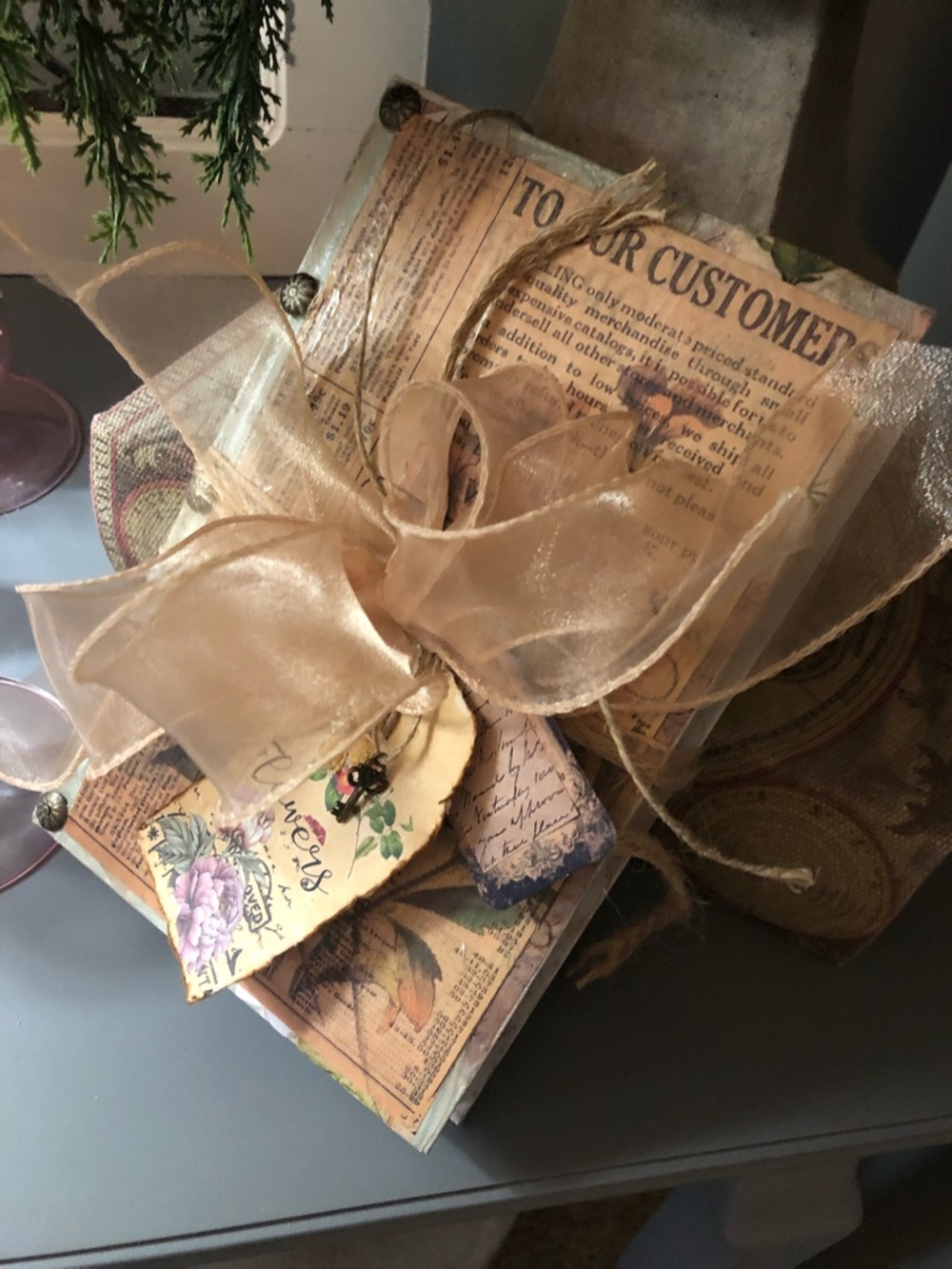 Hand Crafted Gold-Ribboned Decorative Coffee Table Book
